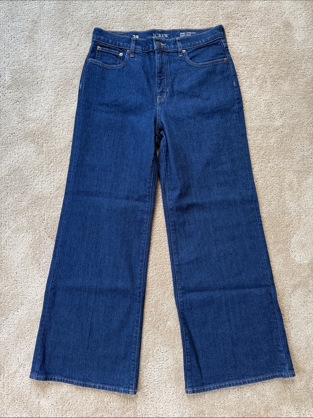 J. Crew The Denim Trouser Jean in High Rise, Dark Wash, Wide Leg